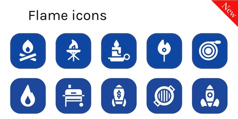 Modern Simple Set of flame Vector filled Icons