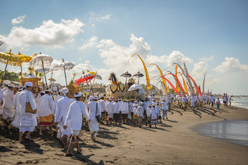Sanur beach melasti ceremony 2015-03-18, Melasti is a Hindu Balinese purification ceremony and...
