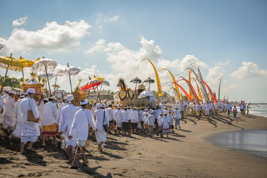 Sanur beach melasti ceremony 2015-03-18, Melasti is a Hindu Balinese purification ceremony and ritual, which according to Balinese calendar is held several days prior to the Nyepi holy day