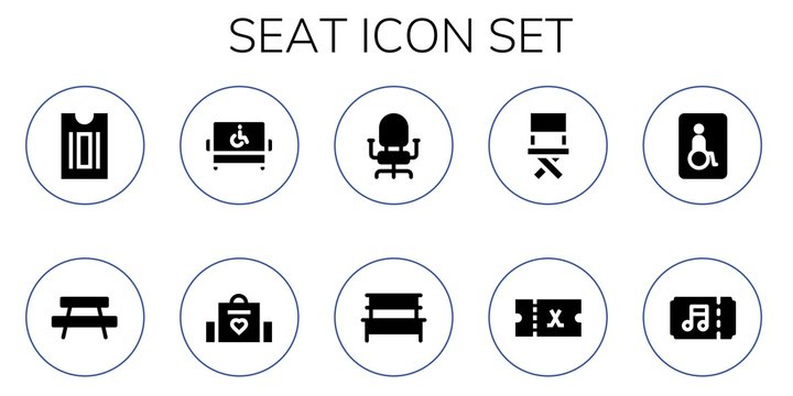 Modern Simple Set of seat Vector filled Icons