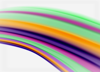 Wave lines abstract background, smooth silk design with rainbow style colors. Liquid fluid color waves. Vector Illustration