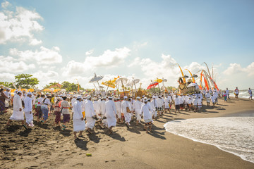 Sanur beach melasti ceremony 2015-03-18, Melasti is a Hindu Balinese purification ceremony and...