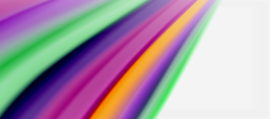 Wave lines abstract background, smooth silk design with rainbow style colors. Liquid fluid color waves. Vector Illustration