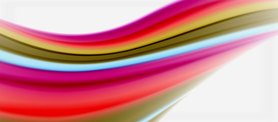 Wave lines abstract background, smooth silk design with rainbow style colors. Liquid fluid color waves. Vector Illustration