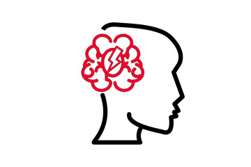 Brain creative idea Brain in light-bulb vector illustration Thin sign of innovation, solution, education icon.