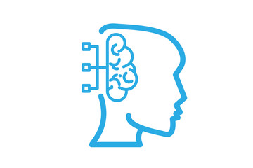 Brain creative idea Brain in light-bulb vector illustration Thin sign of innovation, solution, education icon.