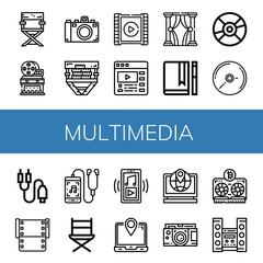 multimedia simple icons set