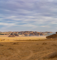 Geological rock strata (outcrops) at the ancient oasis ﻿﻿of Al Ula, Saudi Arabia
