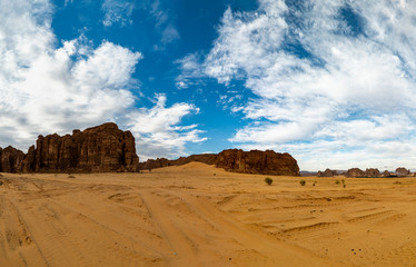 Geological rock strata (outcrops) at the ancient oasis ﻿﻿of Al Ula, Saudi Arabia
