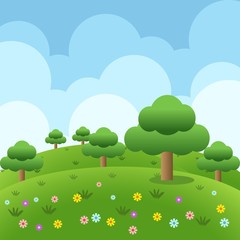 Spring landscape background, sunny day in this season