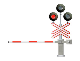 Railway Traffic light, barrier. Simple vector modern illustration.