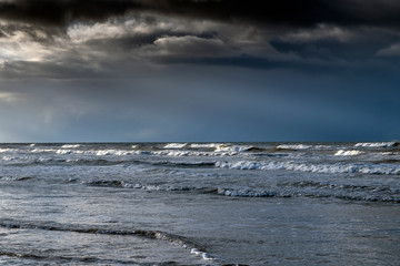 Baltic sea coast in winter day.