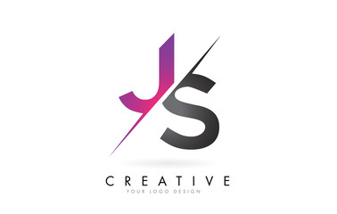 JS J S Letter Logo with Color block Design and Creative Cut.