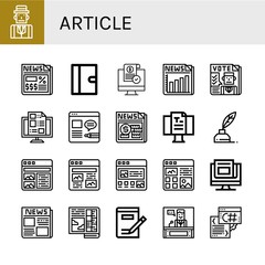 article simple icons set