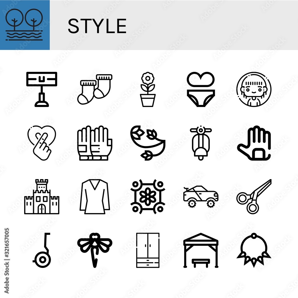 Sticker style icon set