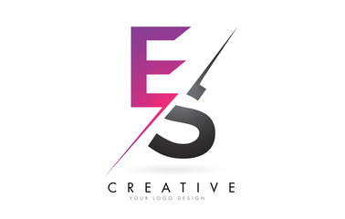 ES E S Letter Logo with Colorblock Design and Creative Cut.