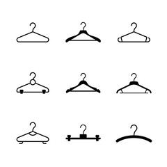 Set glyph icons of clothes hanger