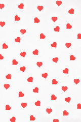 St. Valentine's red hearts on white background. Pattern.