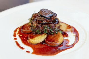 Tenderloin steak with foie gras and truffle