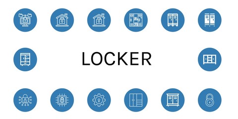 locker simple icons set