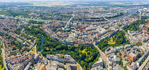 Bremen, Germany. Aerial view of the historic city - obrazy, fototapety, plakaty