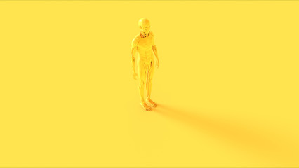 Yellow Ecorche System Anatomical Model 3 Quarter Front Right View 3d illustration 3d render