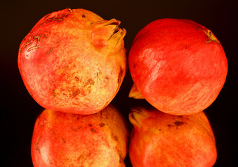 pomegranate on black background
