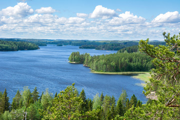 Fototapeta na wymiar View to the lake from Pisamalahti Hill Fort, Sulkava, Finland