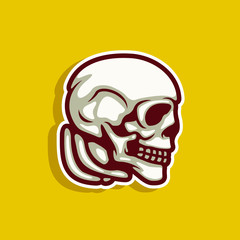 Skull Side View with Vintage Style Vector Illustration - Vector