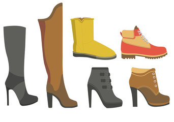 Shoe boots and women fall or winter footwear collection