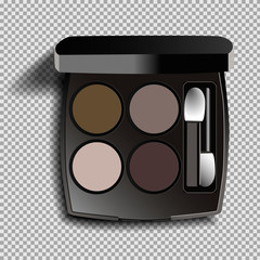 Eye shadow of four colors on a transparent background. Isolated vector illustration