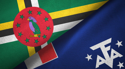 Dominica and French Southern and Antarctic Lands two flags textile cloth