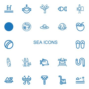 Editable 22 sea icons for web and mobile