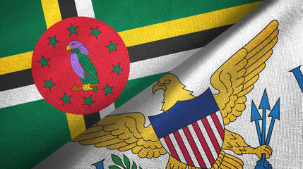 Dominica and Virgin Islands United States two flags textile cloth