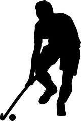 Vector silhouette of field hockey player with a hockey stick
