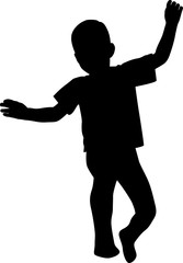 Fototapeta na wymiar Silhouette of a playing and jumping happy boy