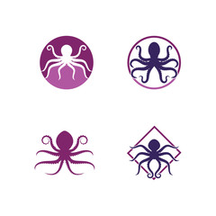 Set Of Silhouette Octopus vector template. Octopus vector