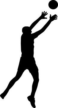 Vector silhouette of a man who plays volleyball