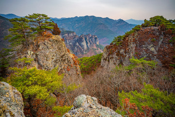 Rocky Cliff Formations in Korea's Juwangsan National Park