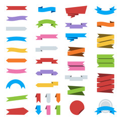 Vector set of color ribbon banners, sticker, label.