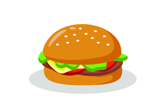 Flat vector image of a Burger on a white background