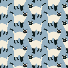 Seamless pattern with cute kittens. Creative childish texture. Vector Illustration.