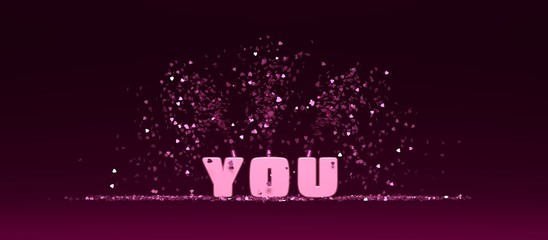 Word YOU on purple background 3D rendering