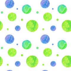 pattern of green and blue polka dots or circles