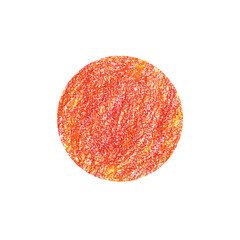 red and yellow crayon circle drawing on white