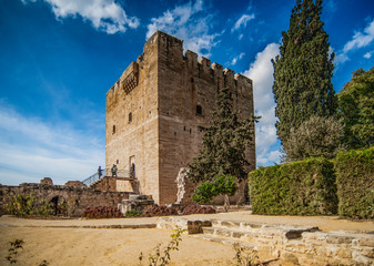 Fototapeta na wymiar Kolossi Castle was built by the Crusaders in the early 13th century and belonged to the Order of Hospitallers. Sugarcane and grapes were bred on the knights' lands, hence the famous Commandaria wine. 