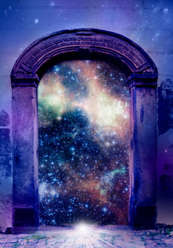mystical mystic magic gate with stars and Universe like mystical background 