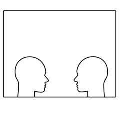 zwei köpfe im Fenster in schwarz weiß