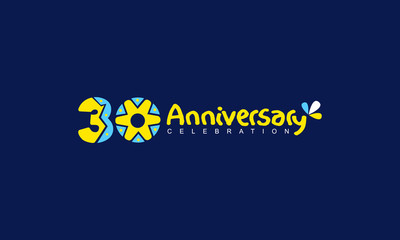 30 Year Anniversary Vector Template Design Illustration