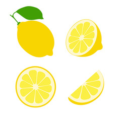 Fresh lemon fruits collection on a white background